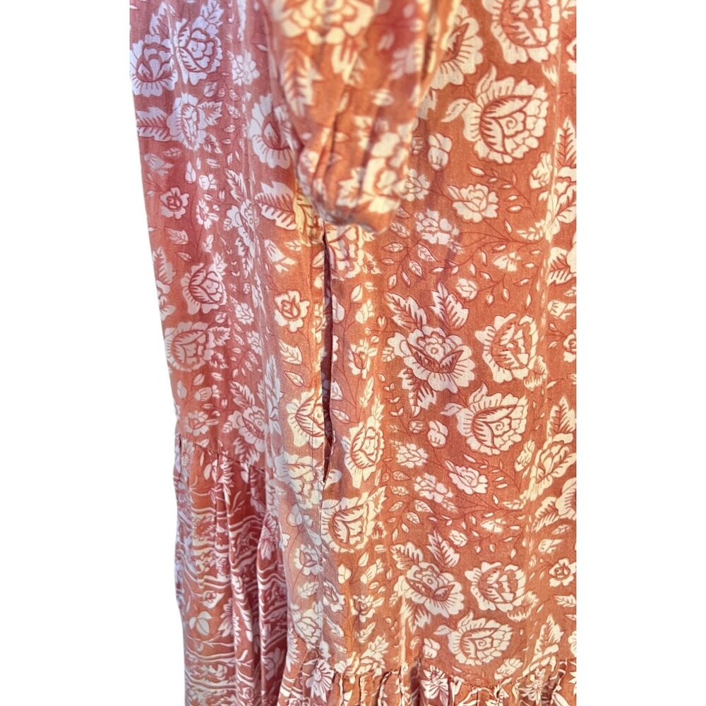 Cleobella Midi Dress Size S to L Tiered 3/4 Sleeves Terracotta Cotton Boho - Picture 12 of 15